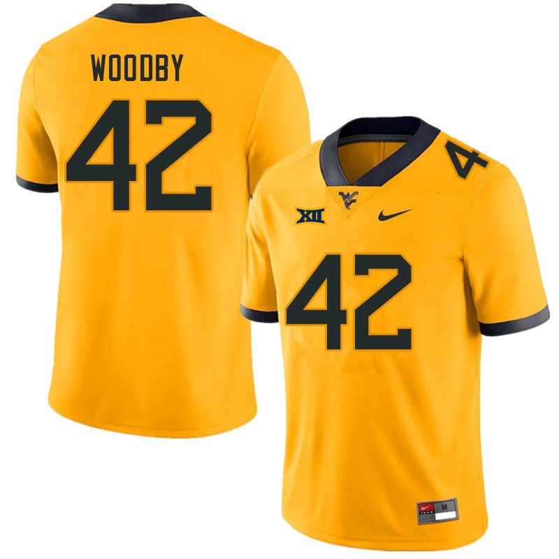 Men #42 Tyrin Woodby West Virginia Mountaineers College Football Jerseys Sale-Gold